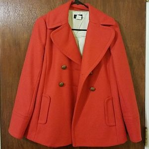 J Crew Red Peacoat